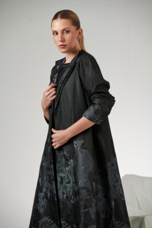 Grey Jacquard Abaya - Image 4