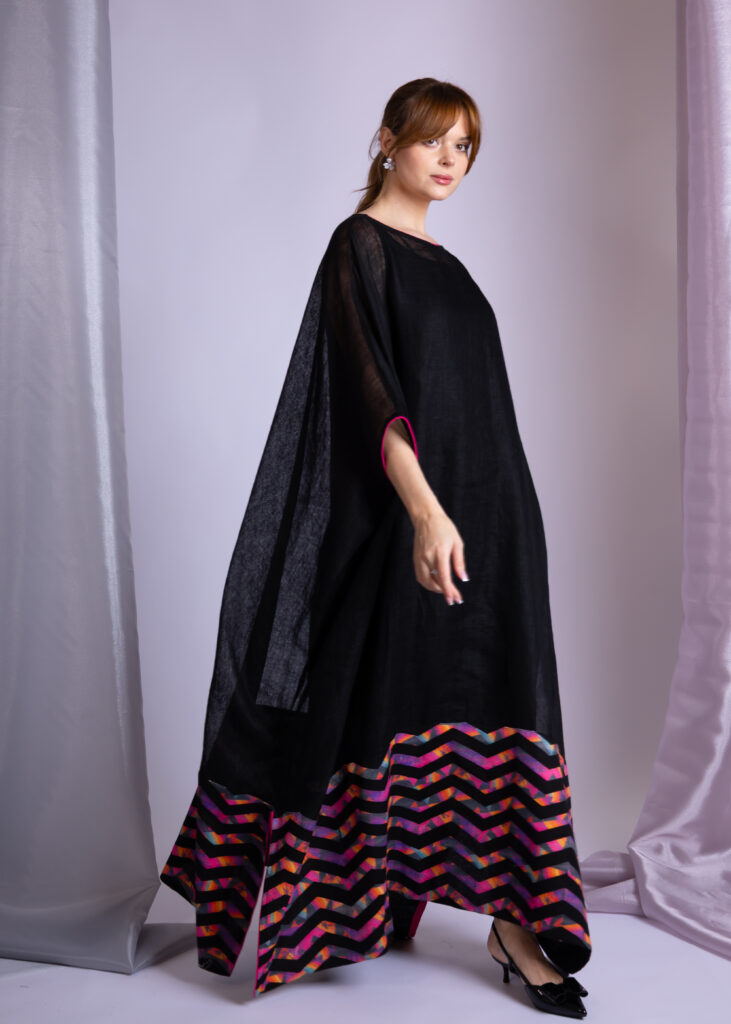 Black Dress with Colorful Pattern