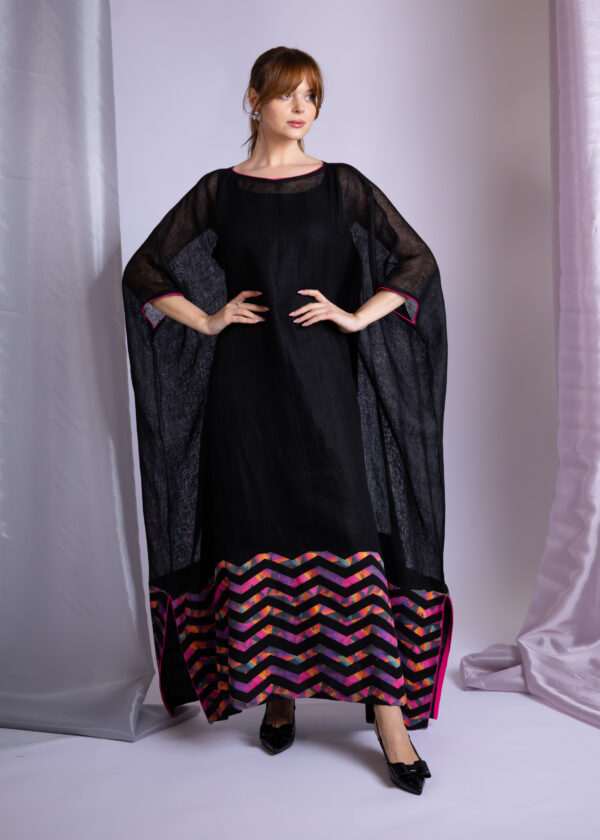 Black Dress with Colorful Pattern - Image 2