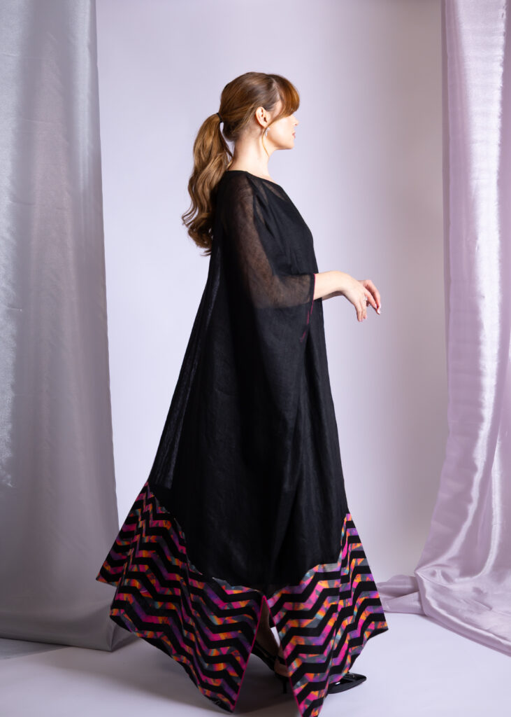 Black Dress with Colorful Pattern