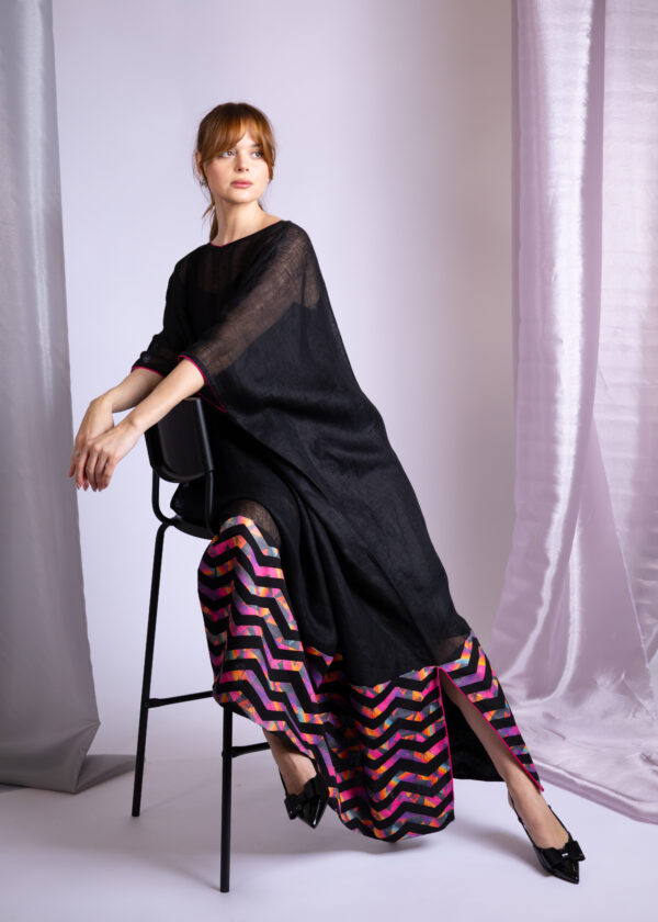 Black Dress with Colorful Pattern - Image 4