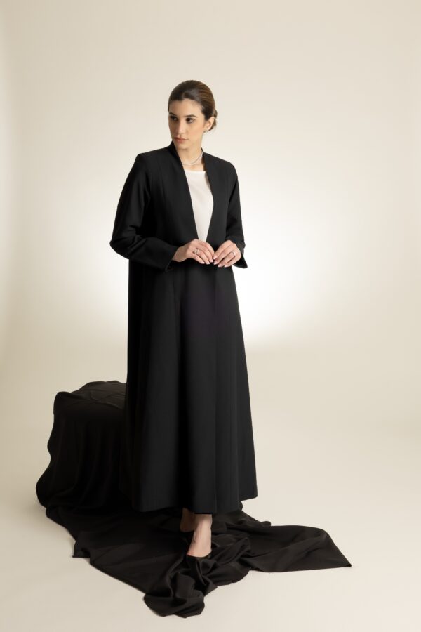Straight Cut Black Abaya with a Statement Button