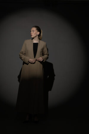 Straight Cut Taupe Abaya with a Statement Button - Image 4