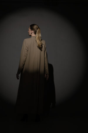 Straight Cut Taupe Abaya with a Statement Button - Image 6