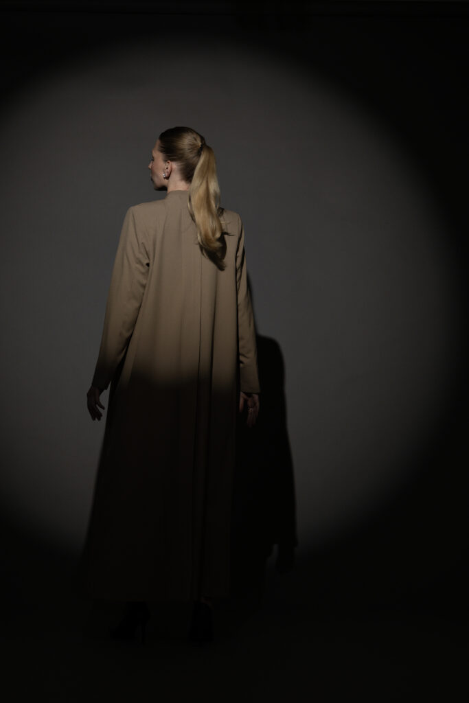 Straight Cut Taupe Abaya with a Statement Button