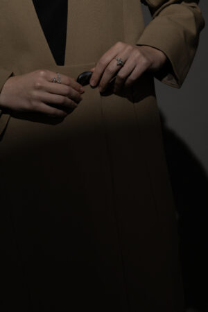 Straight Cut Taupe Abaya with a Statement Button - Image 7