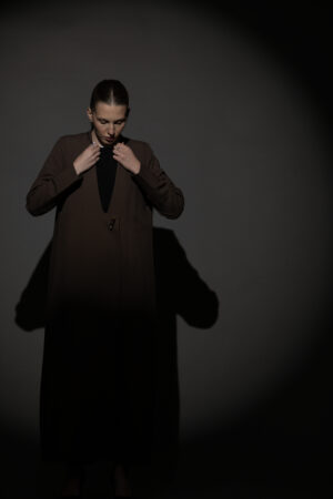 Straight Cut Mocha Abaya with a Statement Button - Image 6
