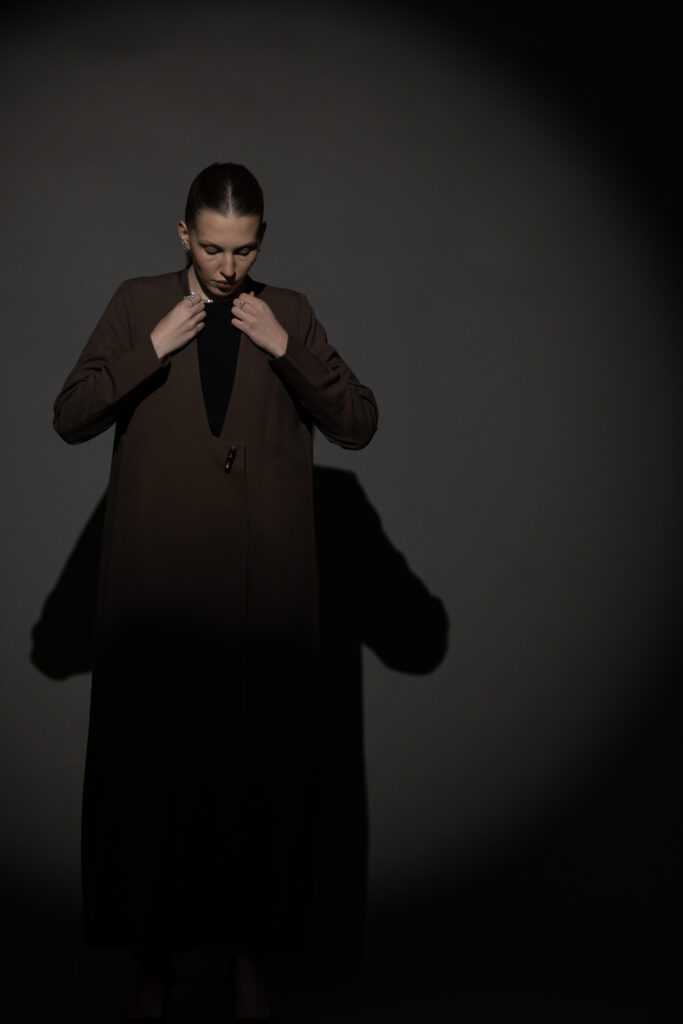 Straight Cut Mocha Abaya with a Statement Button