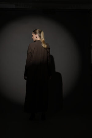 Straight Cut Mocha Abaya with a Statement Button - Image 3