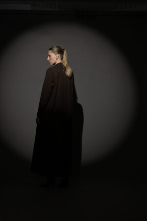 Straight Cut Brown Abaya with a Statement Button - Image 5