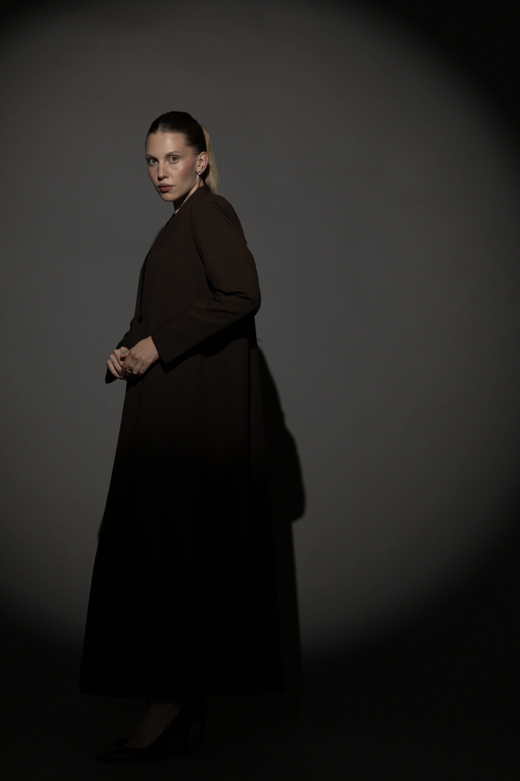Straight Cut Brown Abaya with a Statement Button - Image 6