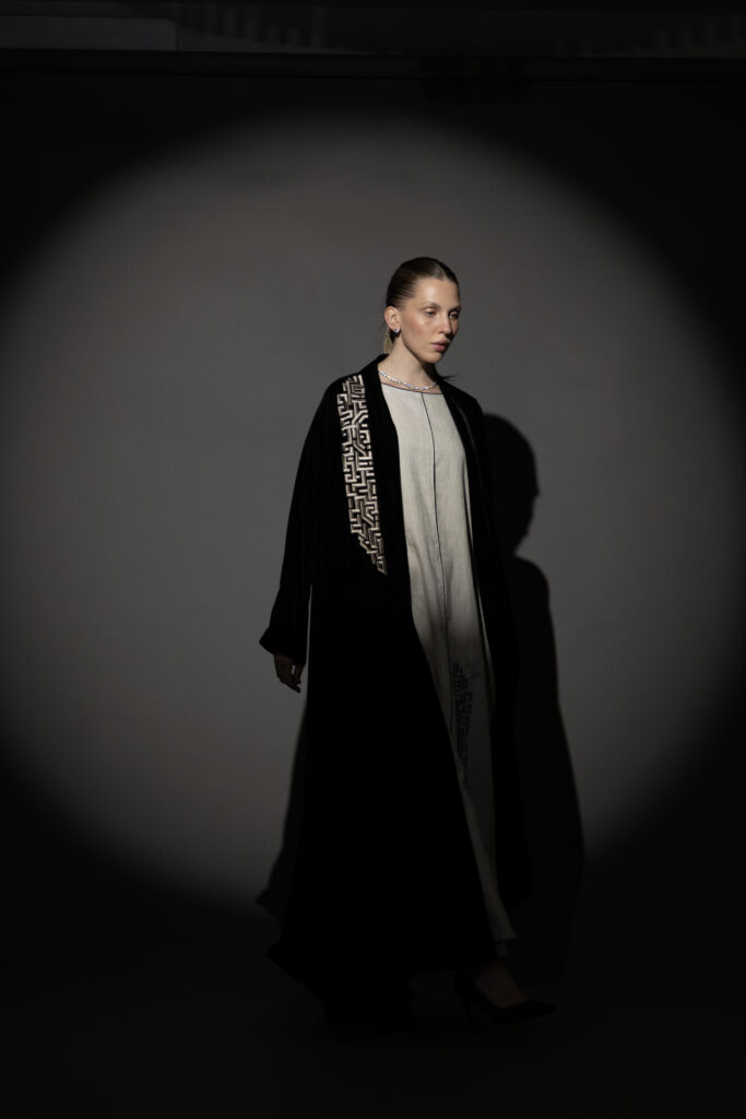 Black Silk Velvet Abaya Set