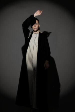 Black Silk Velvet Abaya Set - Image 4