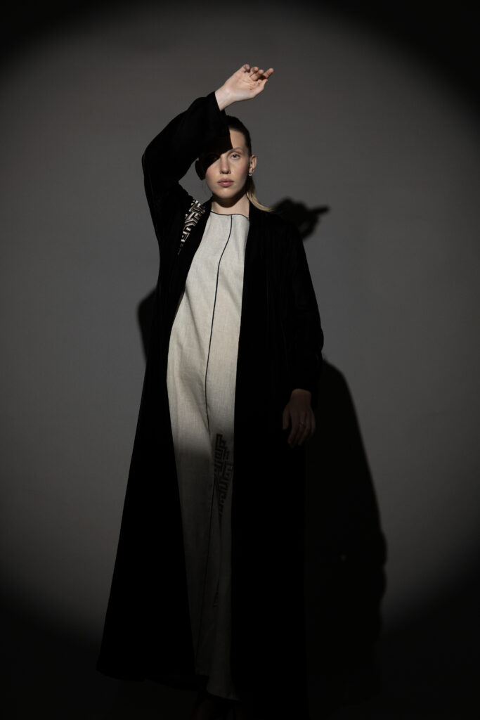 Black Silk Velvet Abaya Set