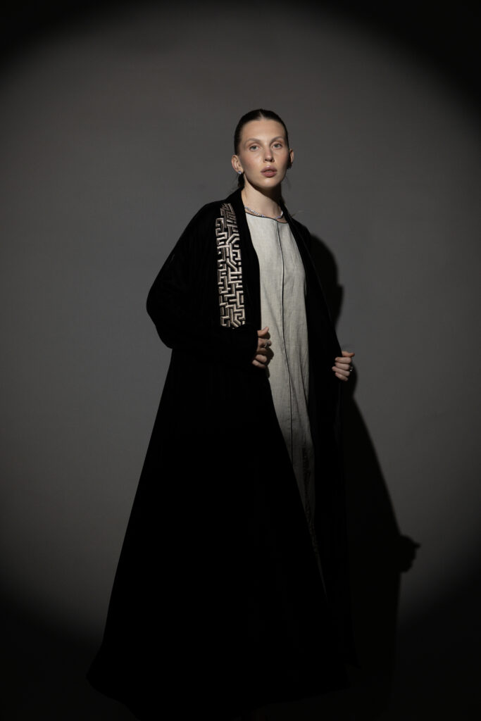 Black Silk Velvet Abaya Set
