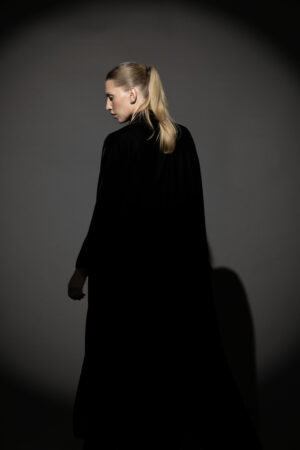 Black Silk Velvet Abaya Set - Image 5