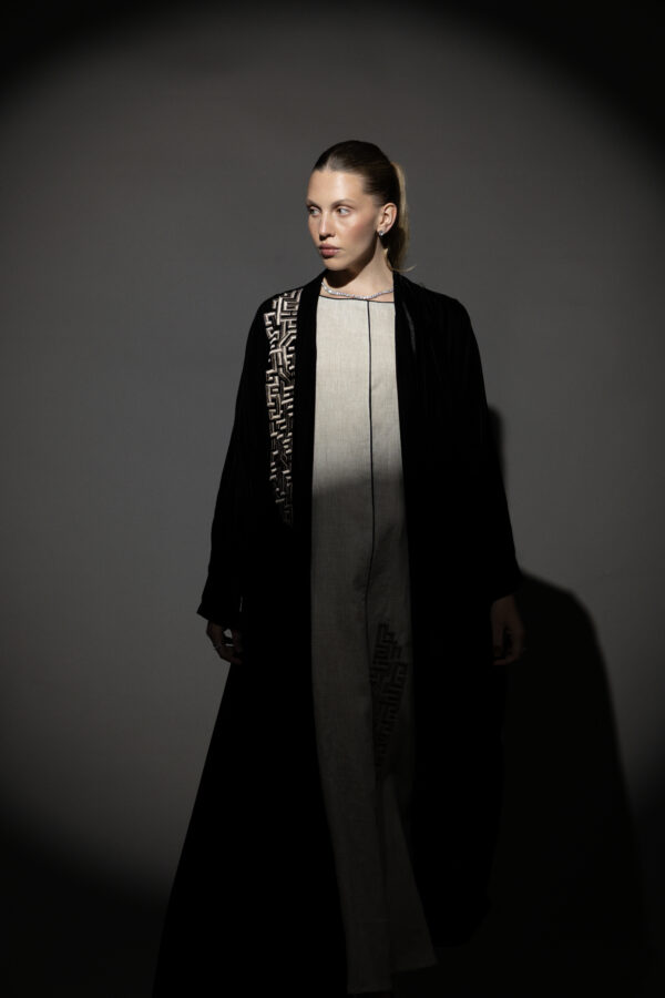 Black Silk Velvet Abaya Set