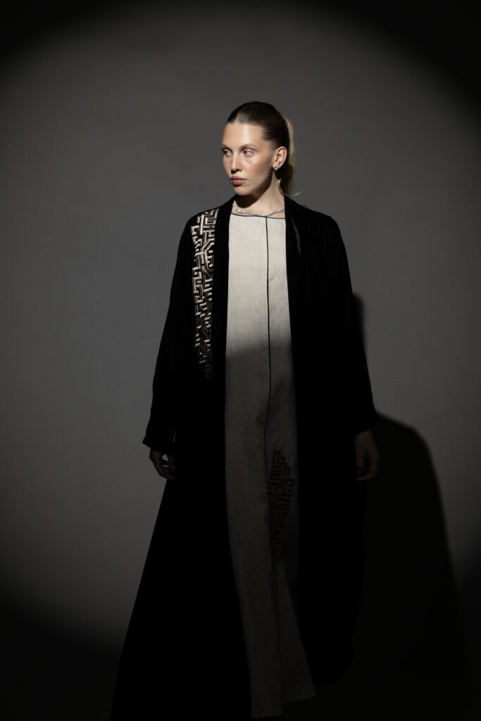 Black Silk Velvet Abaya Set