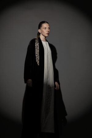 Brown Silk Velvet Abaya Set