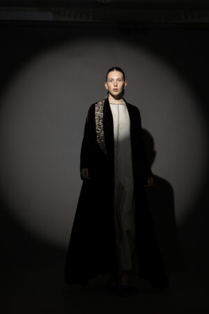 Brown Silk Velvet Abaya Set - Image 2