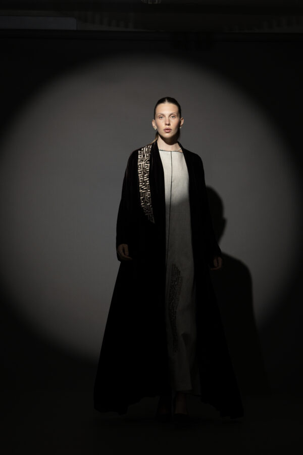 Brown Silk Velvet Abaya Set