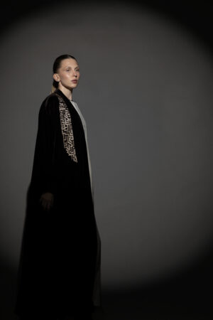Brown Silk Velvet Abaya Set - Image 4
