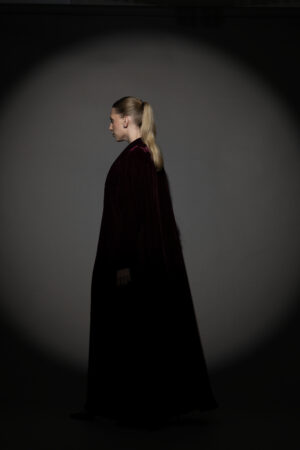 Maroon Silk Velvet Abaya Set - Image 5
