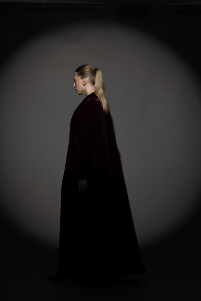 Maroon Silk Velvet Abaya Set