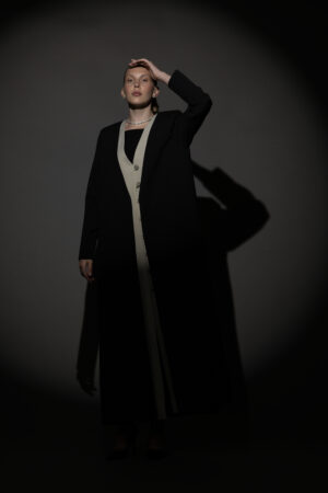 Black And Beige Full Button Blazer - Image 4