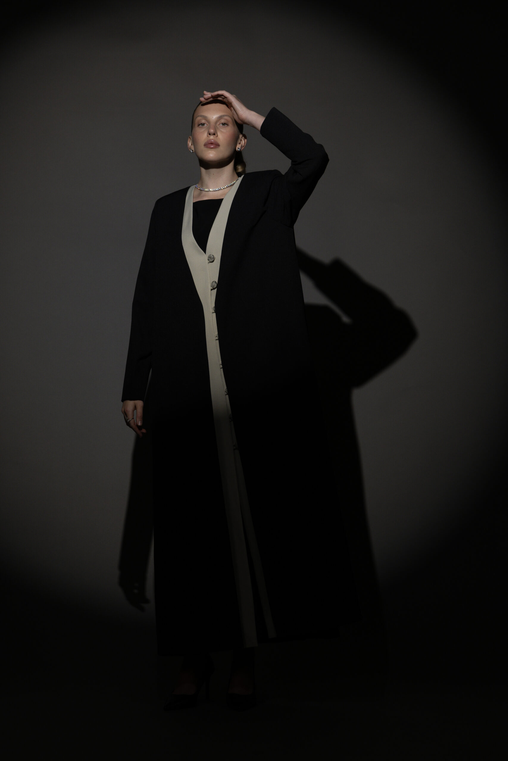 Black And Beige Full Button Blazer - Image 4