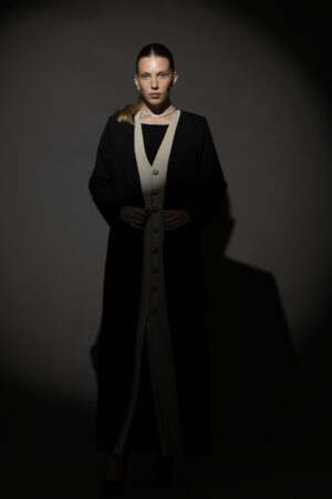 Black And Beige Full Button Blazer - Image 8