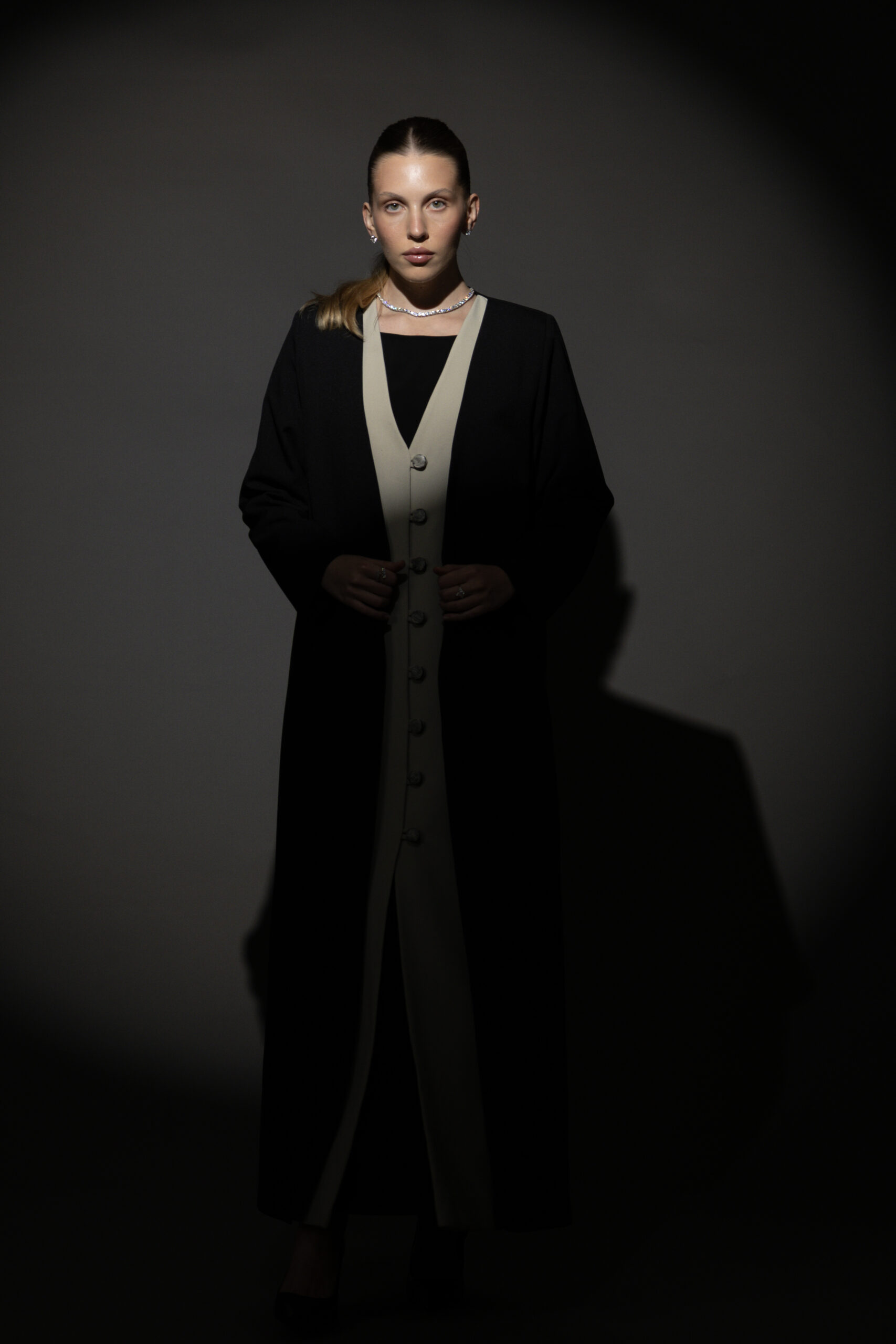 Black And Beige Full Button Blazer - Image 8