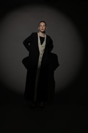 Black And Beige Full Button Blazer