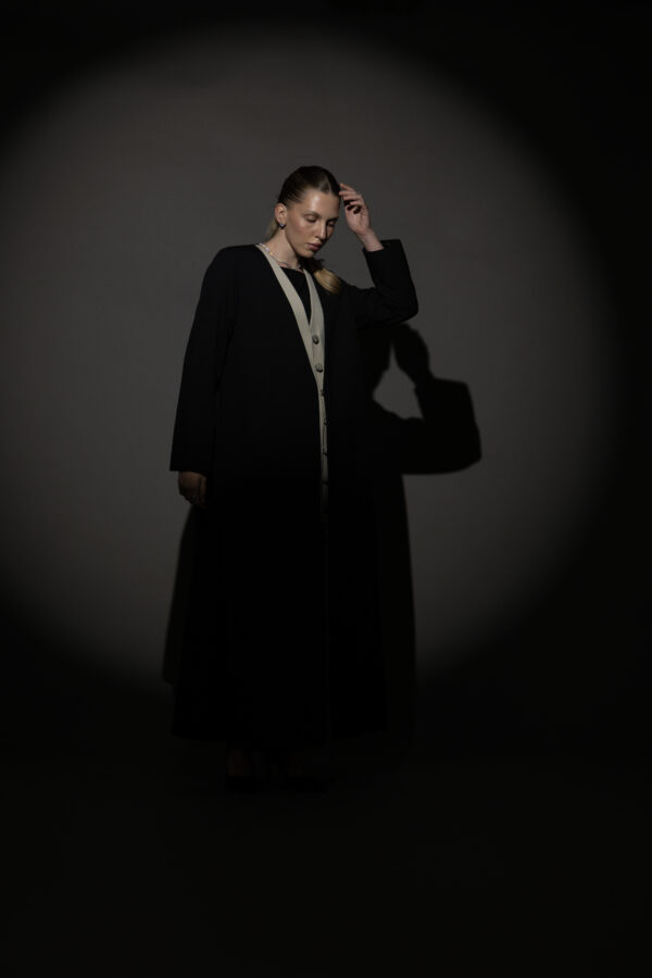 Black And Beige Full Button Blazer