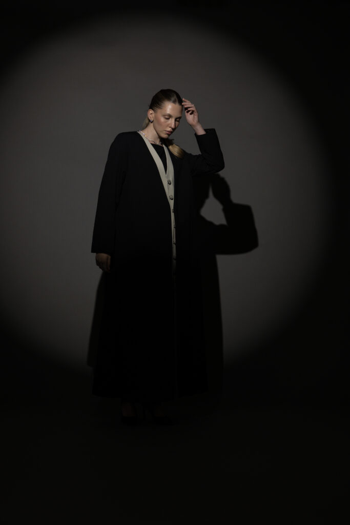 Black And Beige Full Button Blazer