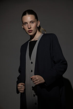 Blue And Grey Full Button Blazer - Image 4