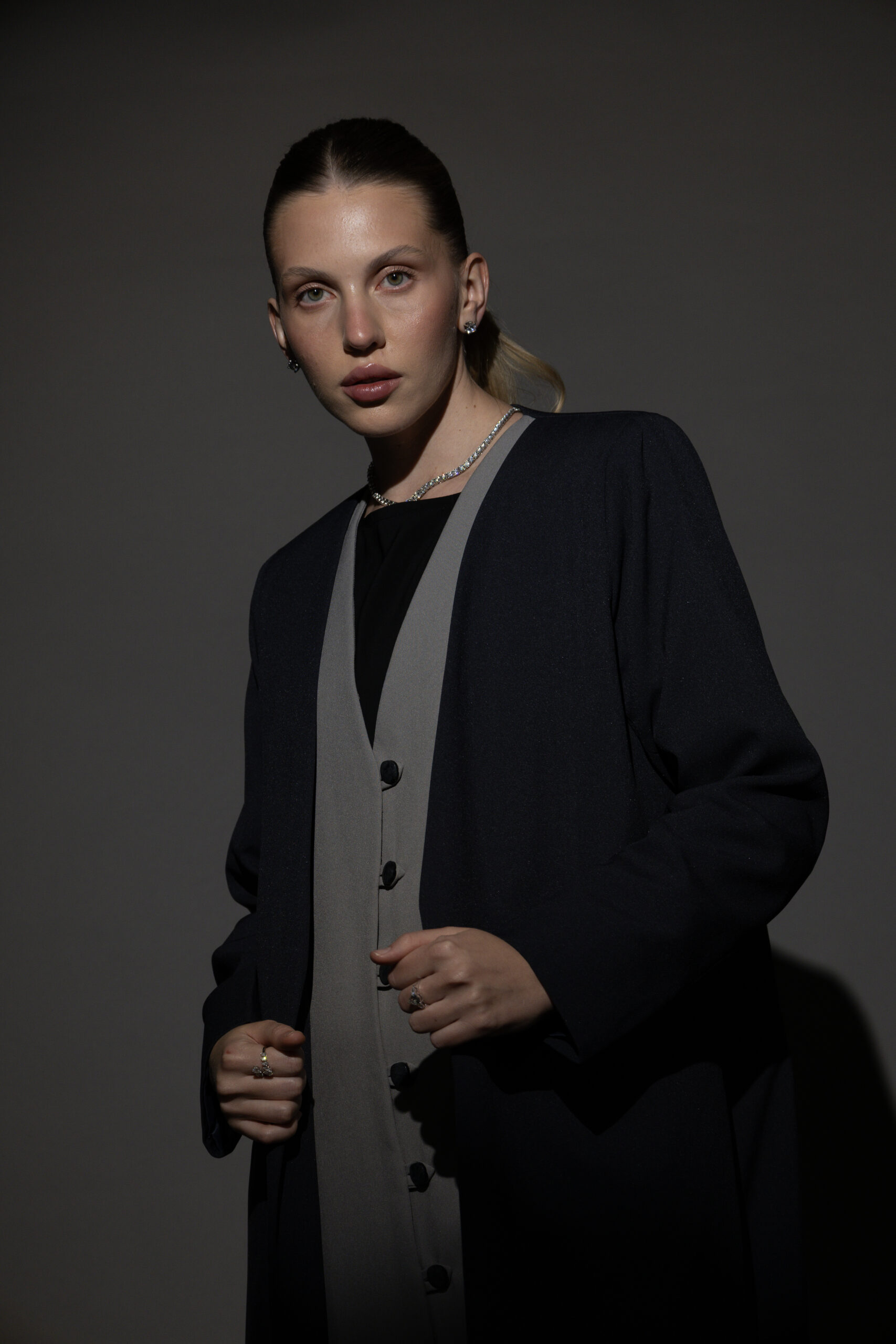 Blue And Grey Full Button Blazer - Image 4