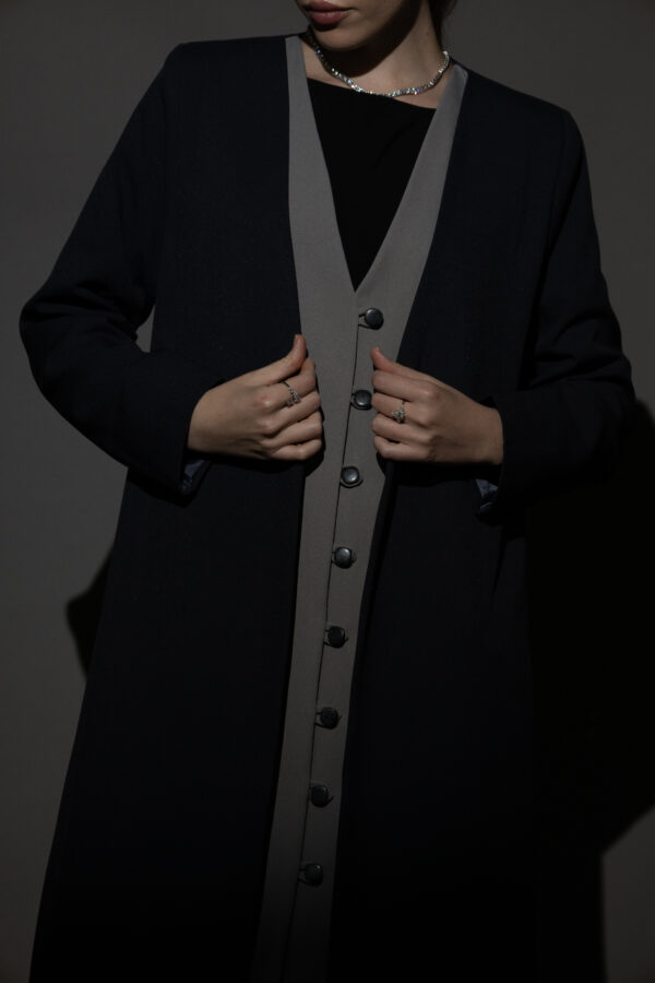 Blue And Grey Full Button Blazer