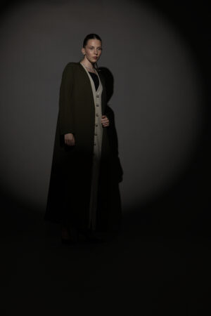 Olive Green And Beige Full Button Blazers - Image 3