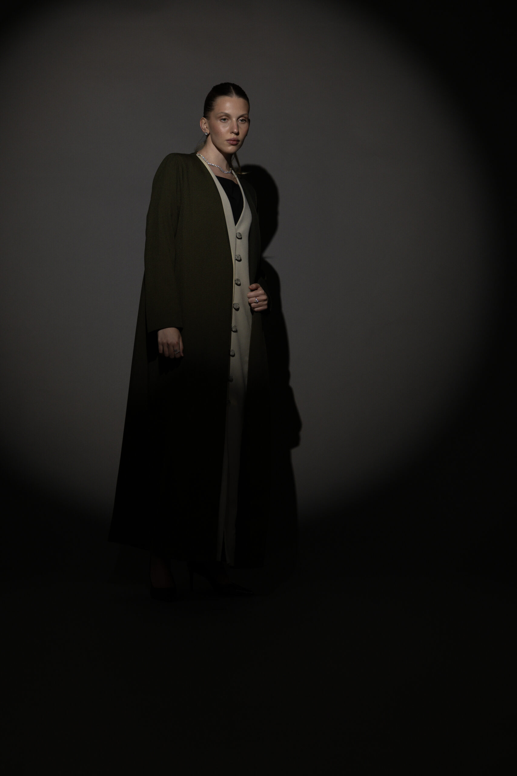 Olive Green And Beige Full Button Blazers - Image 3