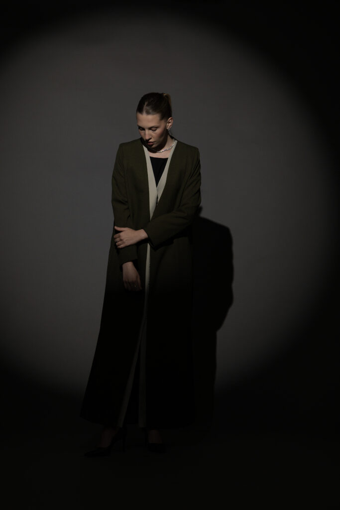 Olive Green And Beige Full Button Blazers