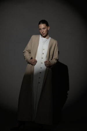 Beige And Off-White Full Button Blazer - Image 3