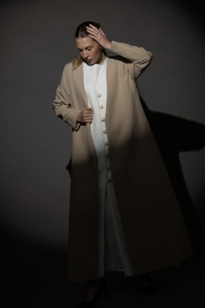 Beige And Off-White Full Button Blazer - Image 4