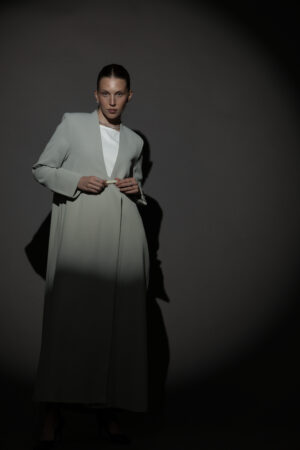Straight Cut Light Green Abaya with a Statement Button