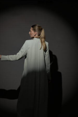 Straight Cut Light Green Abaya with a Statement Button - Image 4