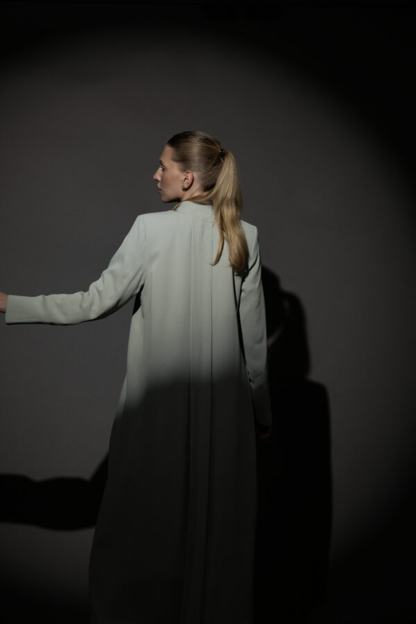 Straight Cut Light Green Abaya with a Statement Button