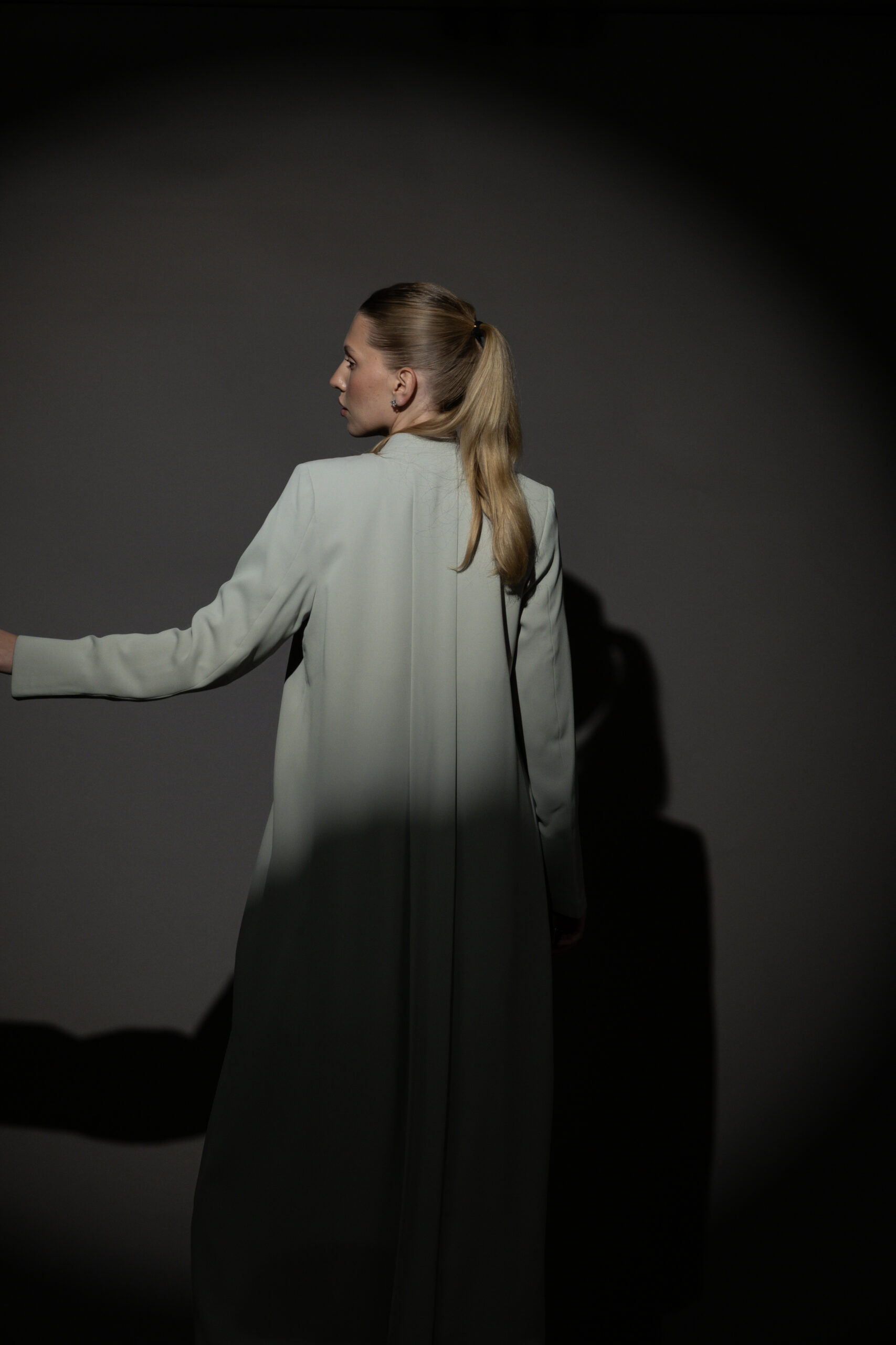 Straight Cut Light Green Abaya with a Statement Button - Image 4