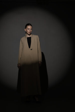 Straight Cut Taupe Abaya with a Statement Button
