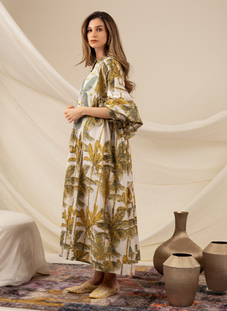 Yellow Palm Tree Dress