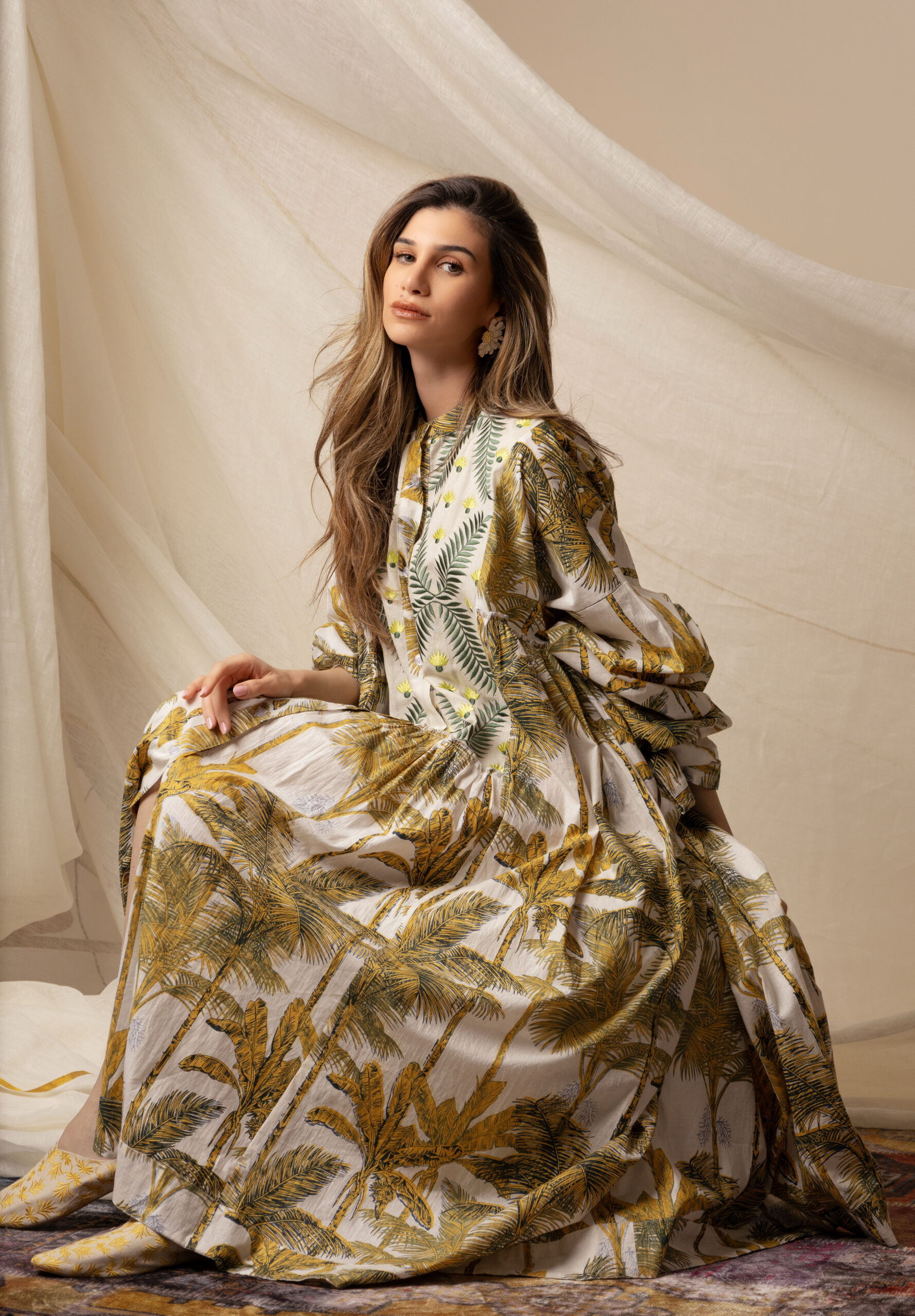 Yellow Palm Tree Dress - Image 1